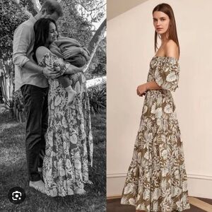 La Ligne Brown and White Floral Maxi Dress